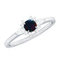 Claw Set Round Black Opal and Diamond Promise Ring