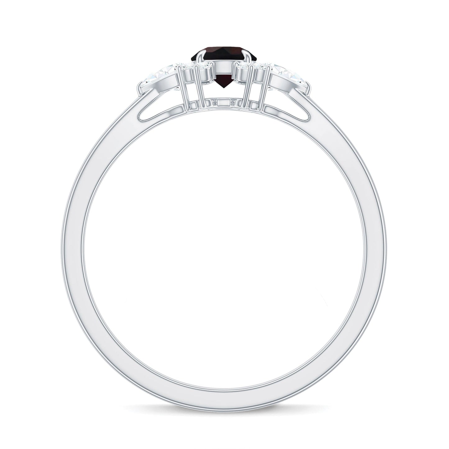 Claw Set Round Black Opal and Diamond Promise Ring