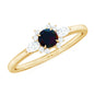 Claw Set Round Black Opal and Diamond Promise Ring