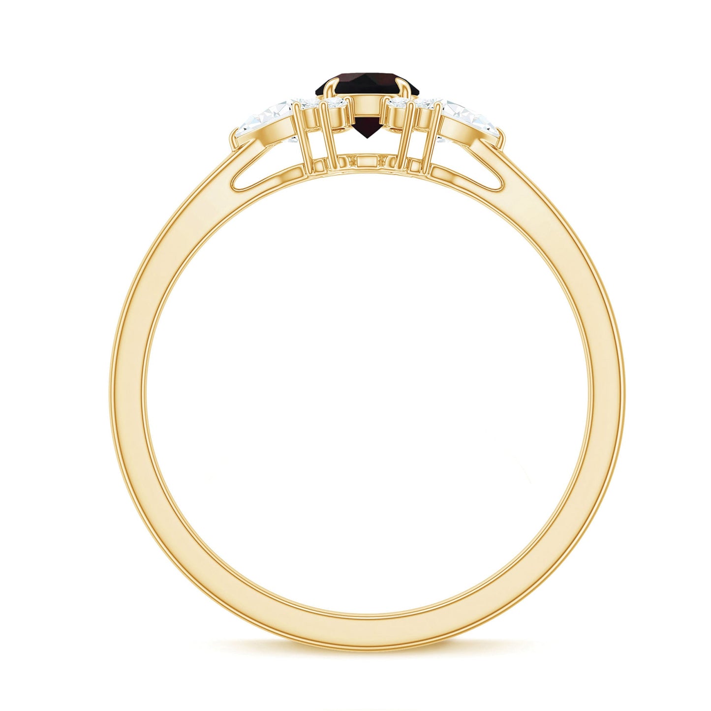 Claw Set Round Black Opal and Diamond Promise Ring