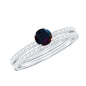 0.4 Carat Minimal Wedding Ring Set with Black Opal and Diamond