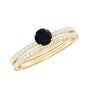 0.4 Carat Minimal Wedding Ring Set with Black Opal and Diamond