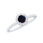 Genuine Black Opal Minimal Promise Ring with Diamond Halo