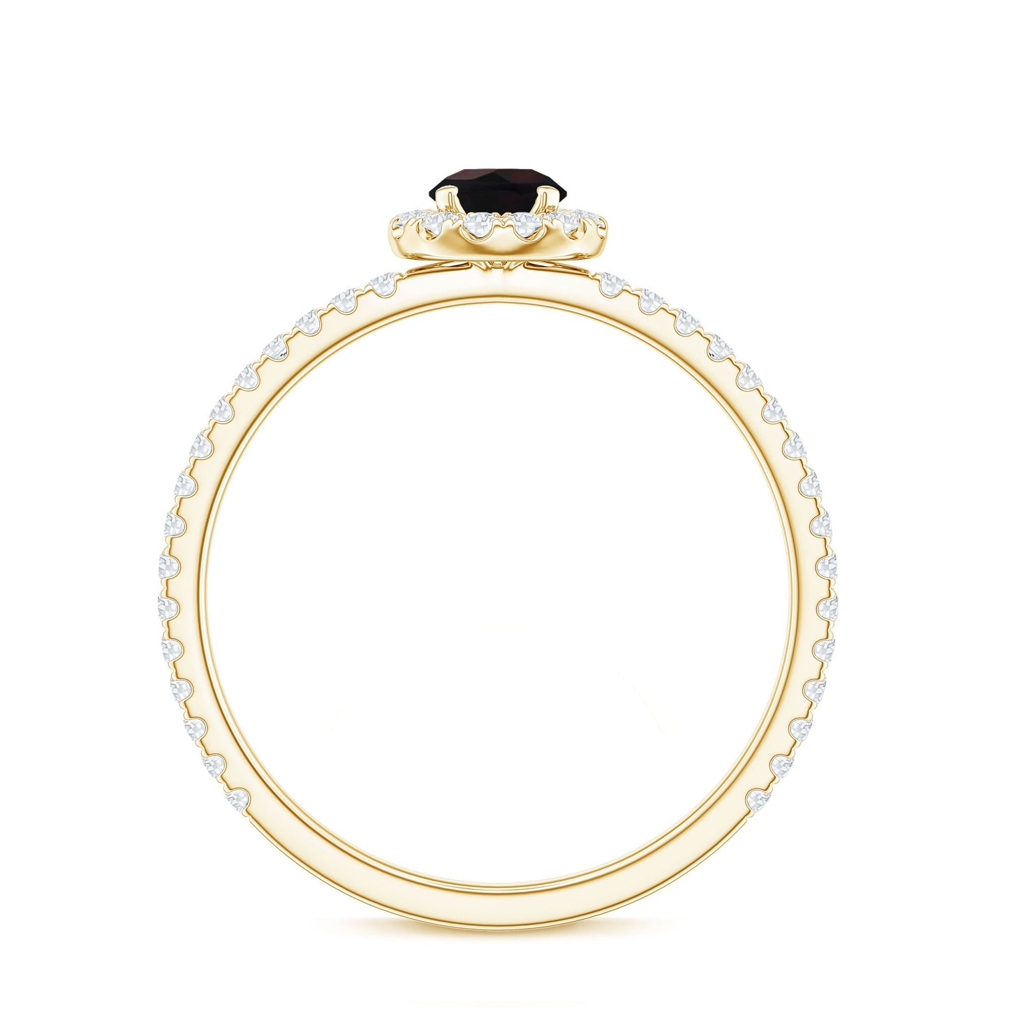 Genuine Black Opal Minimal Promise Ring with Diamond Halo