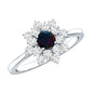 Black Opal and Diamond Flower Cluster Engagement Ring