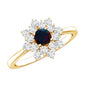 Black Opal and Diamond Flower Cluster Engagement Ring