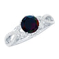 Natural Black Opal Crossover Engagement Ring with Diamond