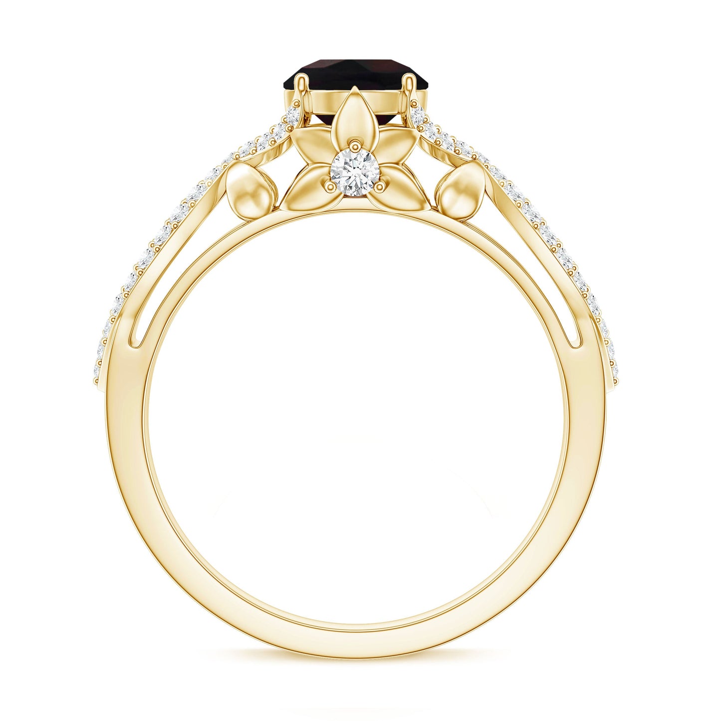 Natural Black Opal Crossover Engagement Ring with Diamond