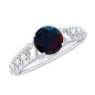 0.8 Carat Round Black Opal Solitaire Art Deco Ring with Diamond