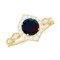 0.8 Carat Black Opal Vintage Engagement Ring with Diamond Accent