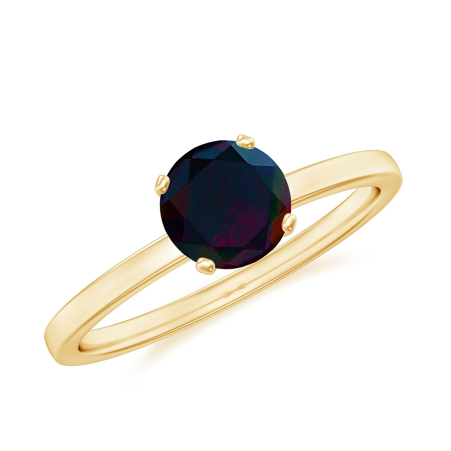 Genuine Black Opal Solitaire Ring for Women