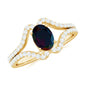 Oval Cut Black Opal and Diamond Split Shank Engagement Ring