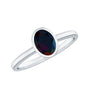 Oval Cut 0.9 Carat Black Opal Bezel Set Engagement Ring
