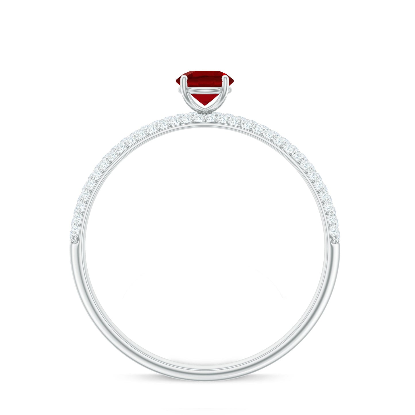 Minimalist Lab Created Ruby Ring with Diamond Side Stones