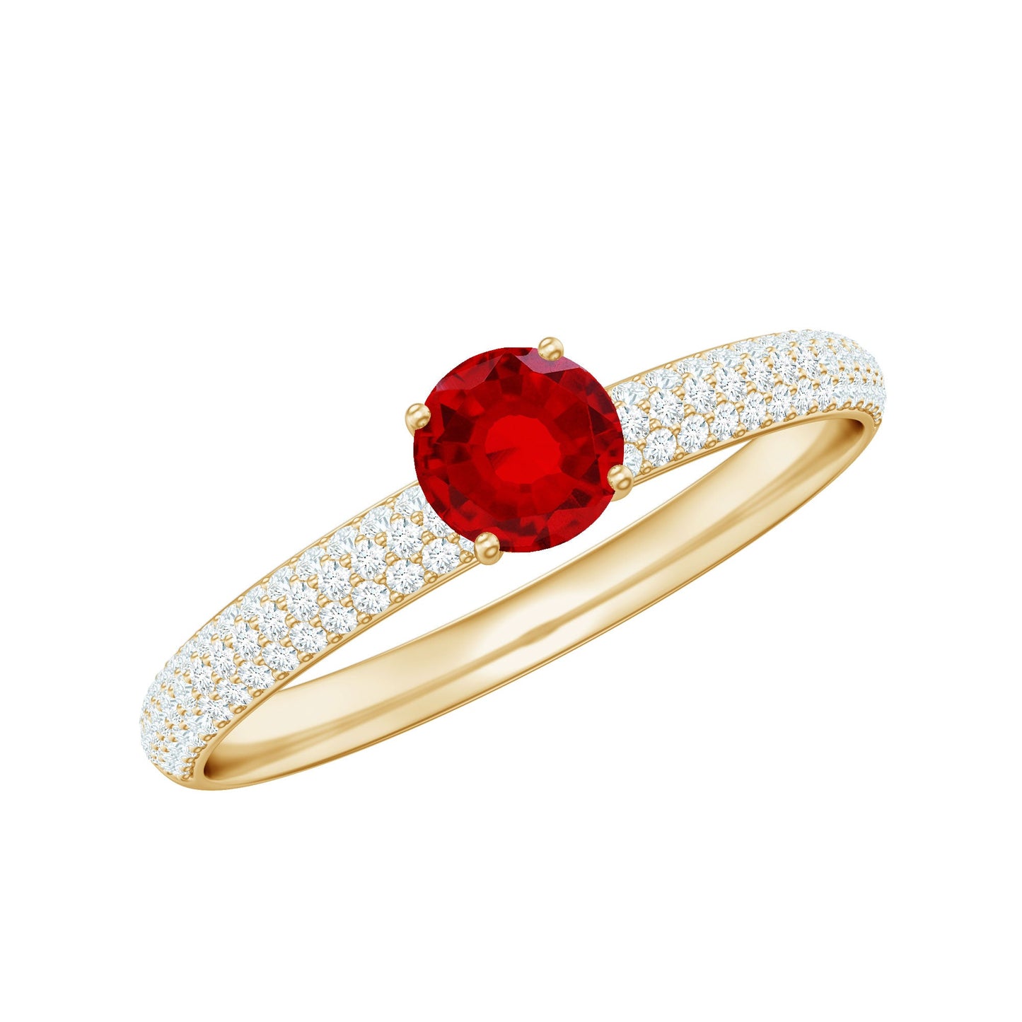 Minimalist Lab Created Ruby Ring with Diamond Side Stones
