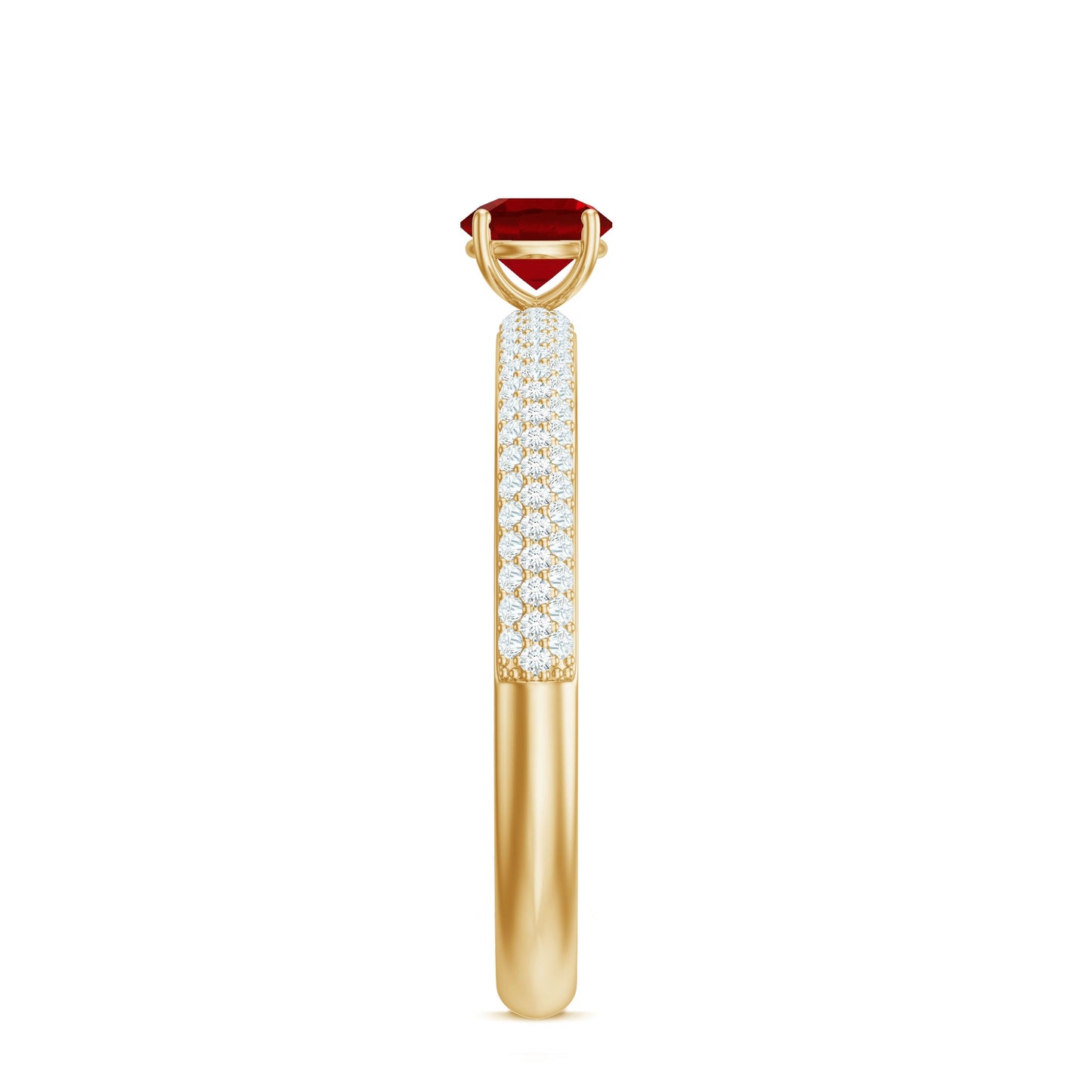 Minimalist Lab Created Ruby Ring with Diamond Side Stones
