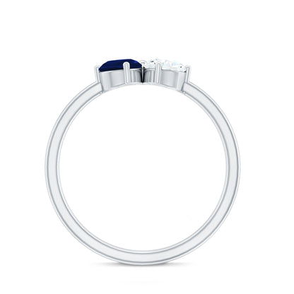 Blue Sapphire and Diamond Toi Et Moi Ring