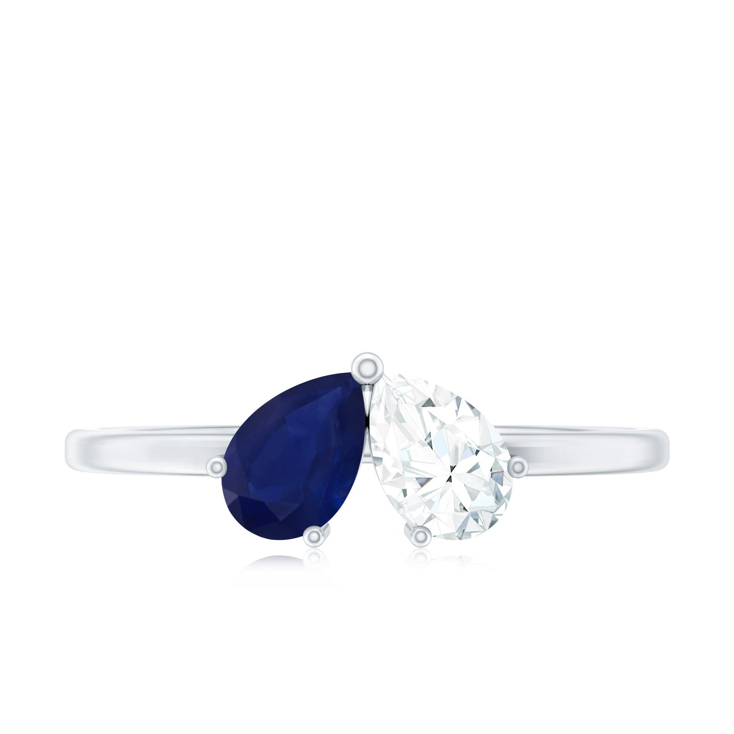 Blue Sapphire and Diamond Toi Et Moi Ring