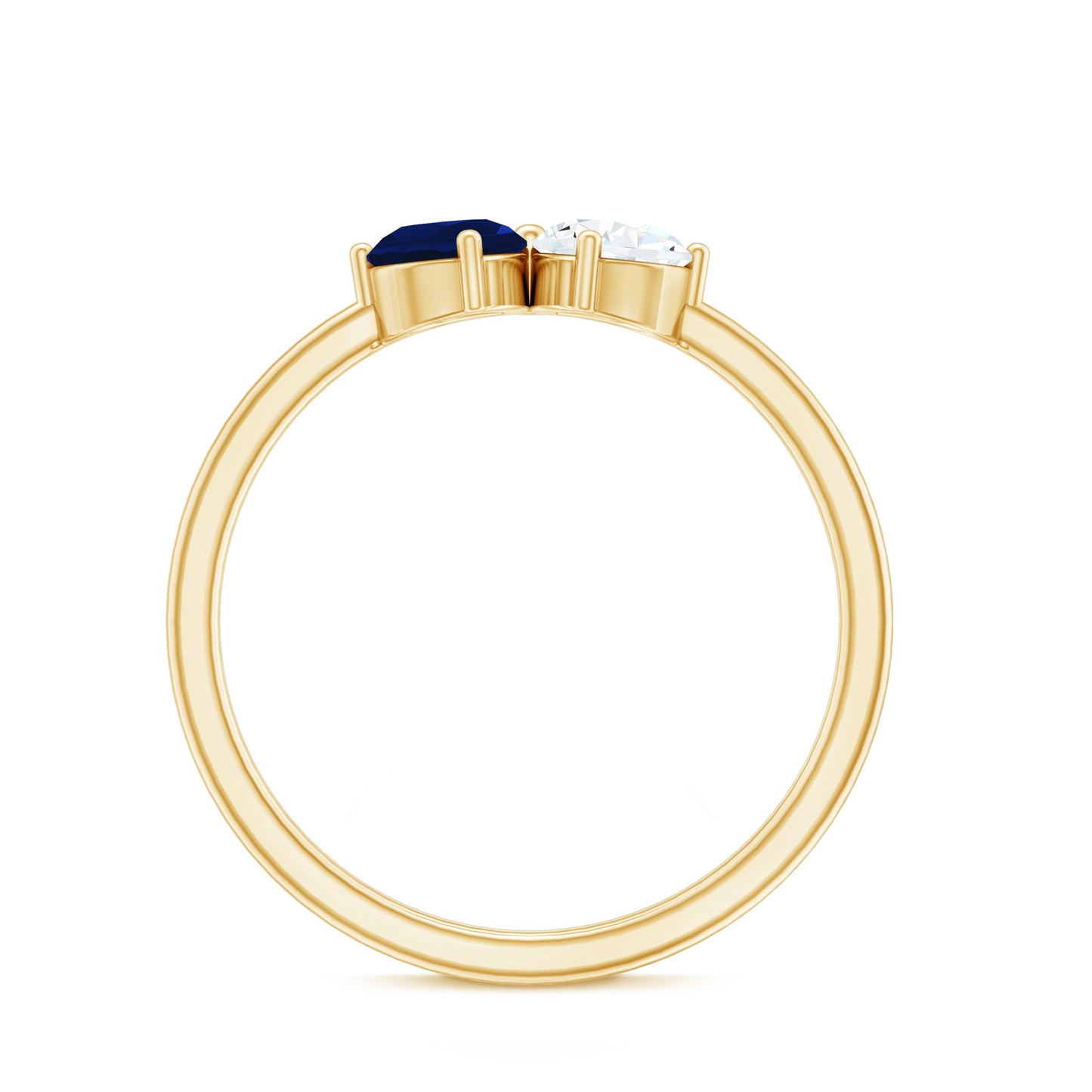 Blue Sapphire and Diamond Toi Et Moi Ring