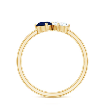 Blue Sapphire and Diamond Toi Et Moi Ring