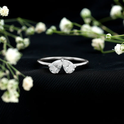 Moissanite Two Stone Promise Engagement Ring