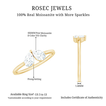 Moissanite Two Stone Promise Engagement Ring