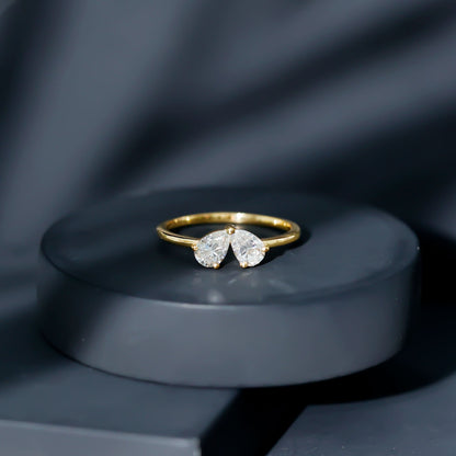 Moissanite Two Stone Promise Engagement Ring