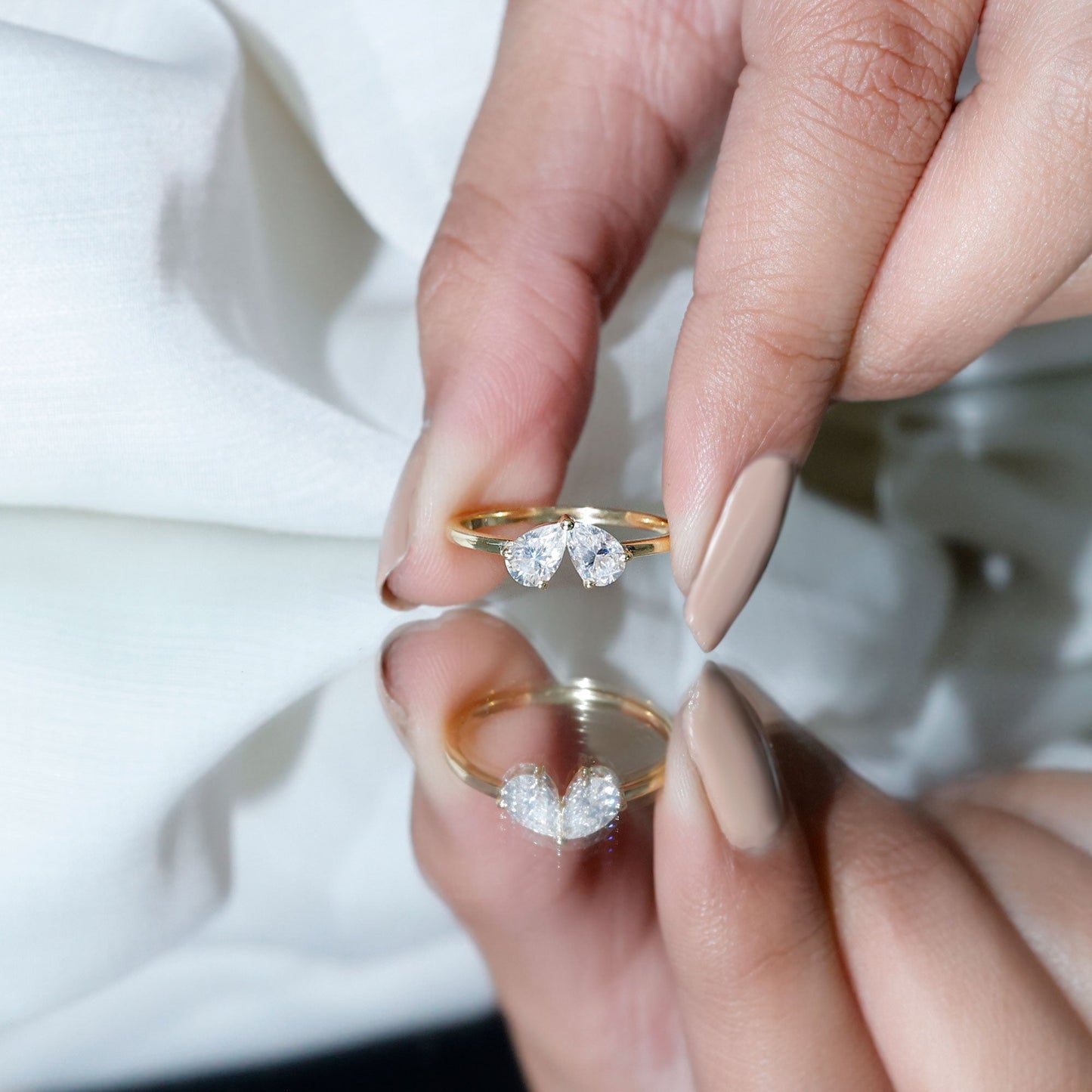 Moissanite Two Stone Promise Engagement Ring