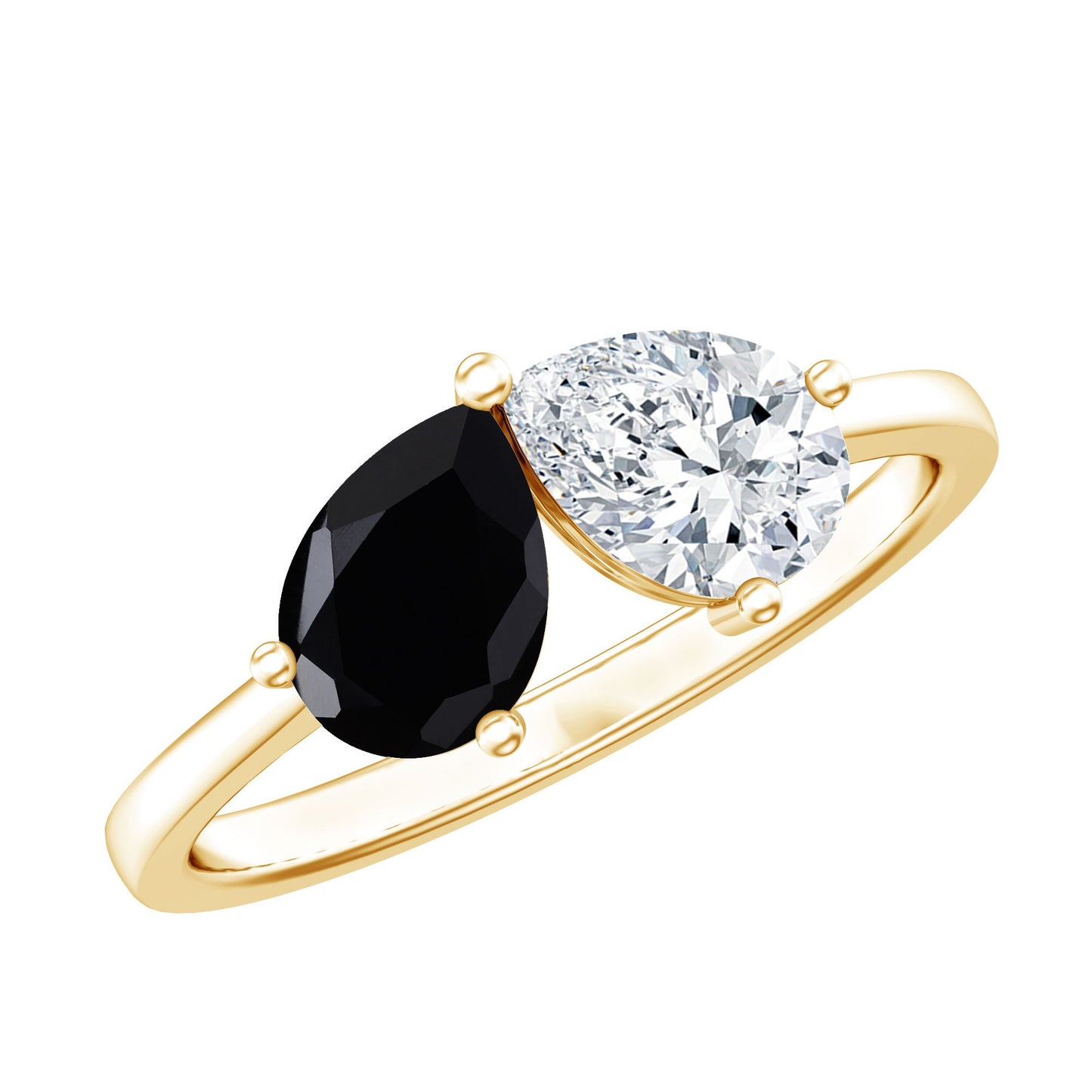 Lab Created Black and White Diamond 2 Stone Ring