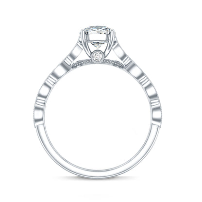 Pear Shape Lab Grown Diamond Scalloped Solitaire Ring