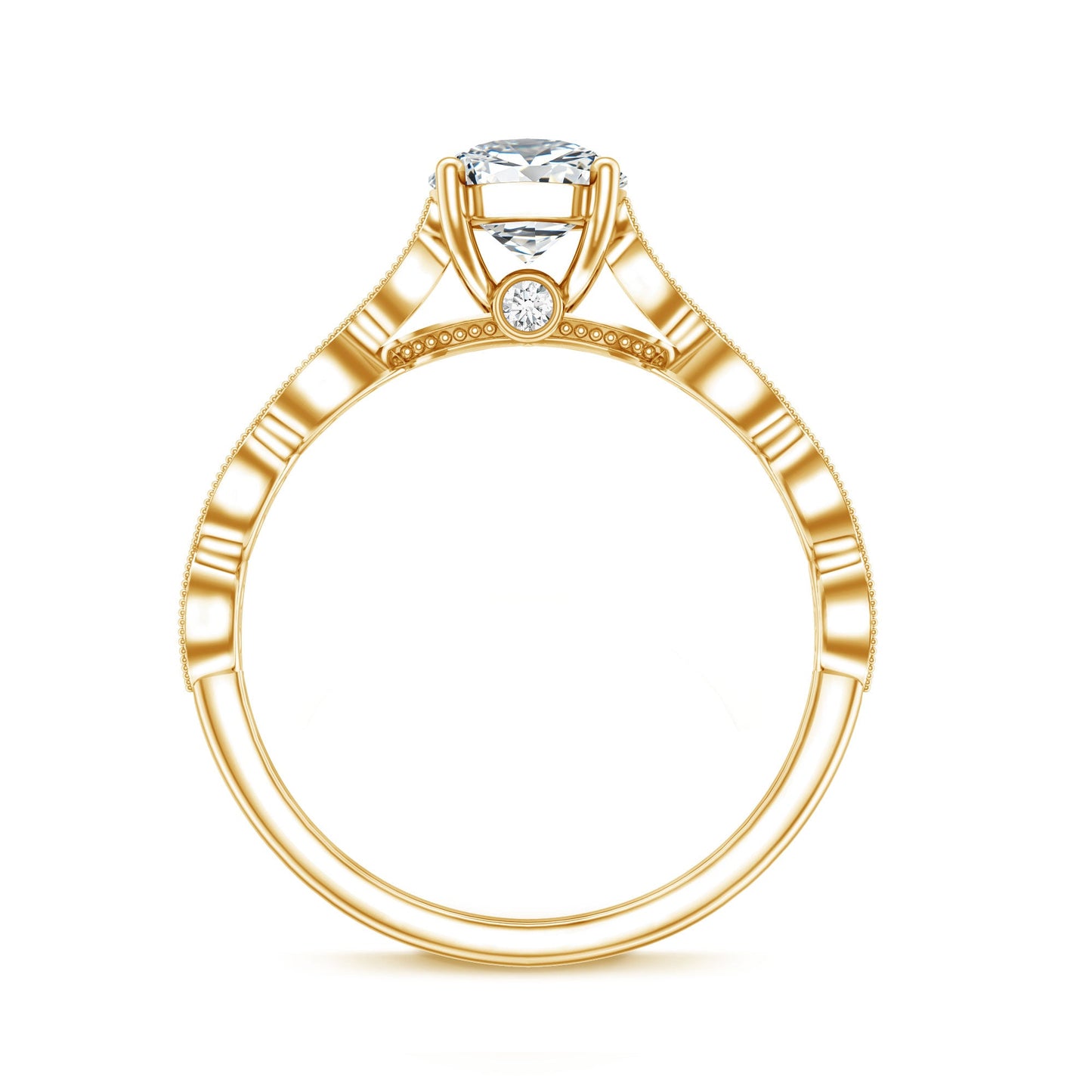 Pear Shape Lab Grown Diamond Scalloped Solitaire Ring