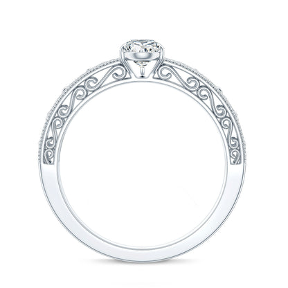 Pear Shape Lab Grown Diamond Vintage Inspired Solitaire Ring