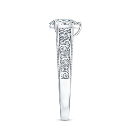 Pear Shape Lab Grown Diamond Vintage Inspired Solitaire Ring