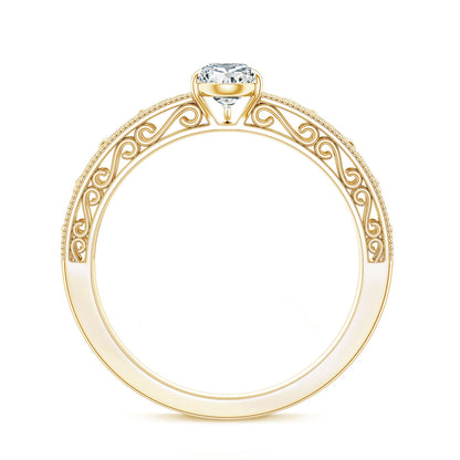 Pear Shape Lab Grown Diamond Vintage Inspired Solitaire Ring