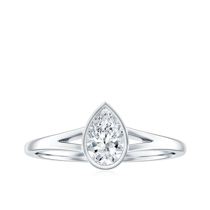Pear Cut Lab Grown Diamond Solitaire Ring in Split Shank