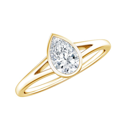 Pear Cut Lab Grown Diamond Solitaire Ring in Split Shank