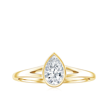 Pear Cut Lab Grown Diamond Solitaire Ring in Split Shank