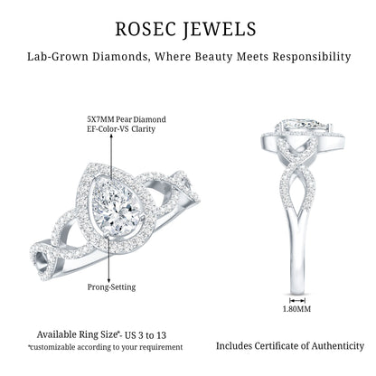 Pear Shape Lab Grown Diamond Teardrop Engagement Ring