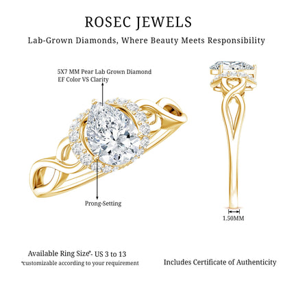 Lab Grown Diamond Collar Engagement Ring in Infinity Shank
