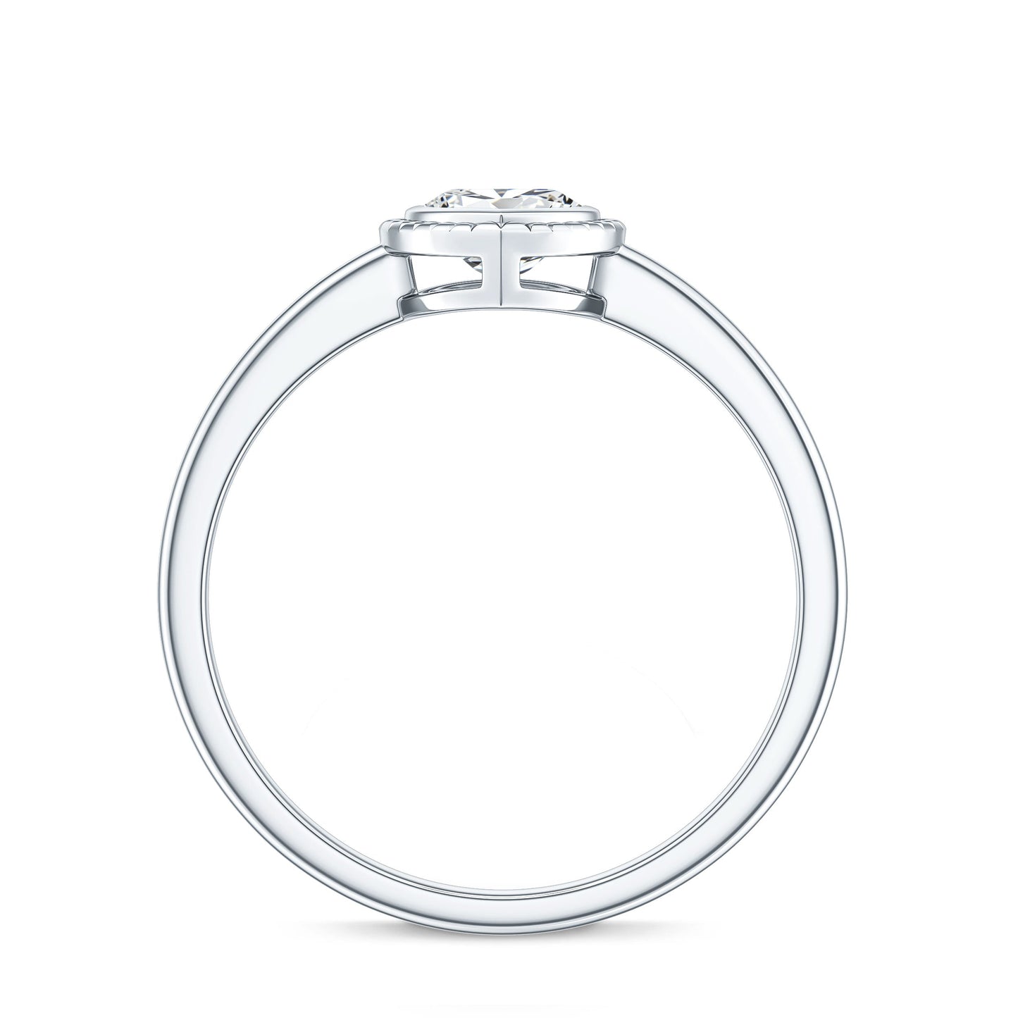 Lab Grown Diamond Heart Solitaire Ring with Engraved Details