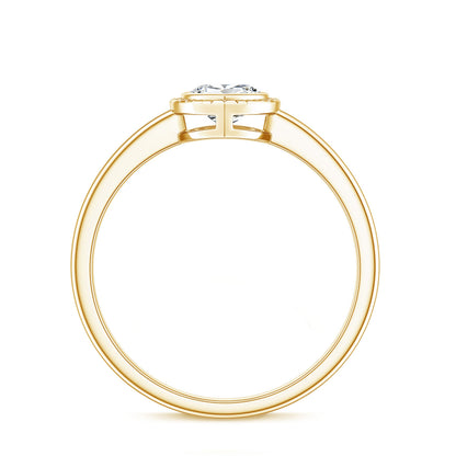 Lab Grown Diamond Heart Solitaire Ring with Engraved Details