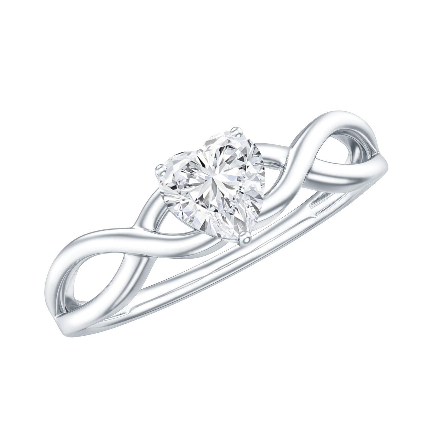 Lab Grown Diamond Heart Promise Ring in Crossover Shank