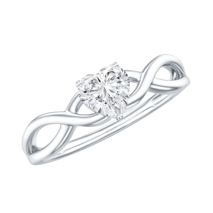 Lab Grown Diamond Heart Promise Ring in Crossover Shank