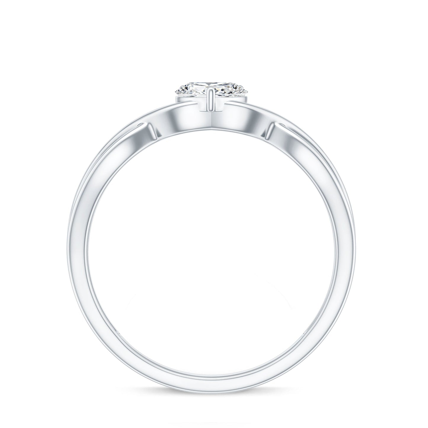 Lab Grown Diamond Heart Promise Ring in Crossover Shank