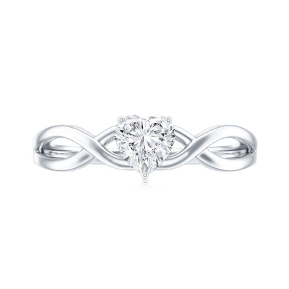 Lab Grown Diamond Heart Promise Ring in Crossover Shank