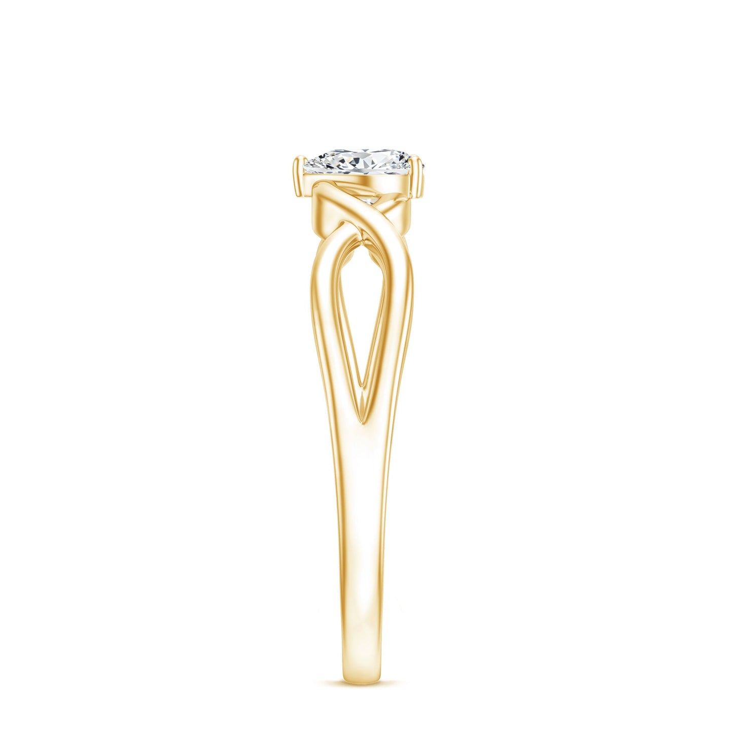 Lab Grown Diamond Heart Promise Ring in Crossover Shank