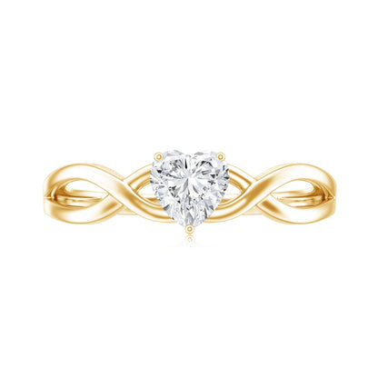 Lab Grown Diamond Heart Promise Ring in Crossover Shank