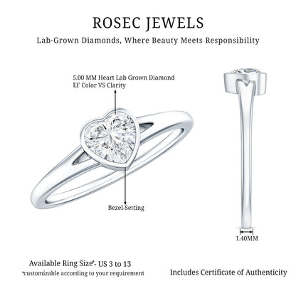 Heart Shape Lab Grown Diamond Solitaire Ring in Split Shank