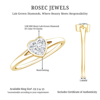 Heart Shape Lab Grown Diamond Solitaire Ring in Split Shank