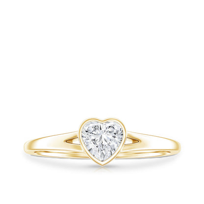 Heart Shape Lab Grown Diamond Solitaire Ring in Split Shank